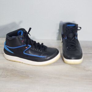 NIKE AIR JORDAN II 2 RETRO BG RADIO RAHEEM BLACK BLUE Wht Shoes 834276-015 6.5Y